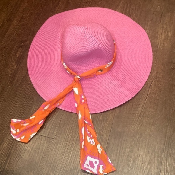 Mudpie  Boho Summer Woman's Hat Beach Hat Pink Color  Church Hat - Picture 1 of 7